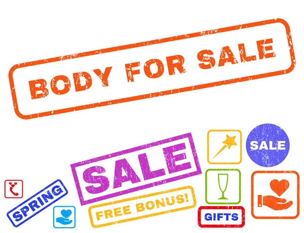 Body For Sale Rubber Stamp with Bonus — Stock Vector