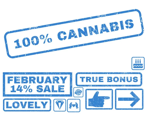 100 Prozent Cannabis-Stempel mit Bonus — Stockvektor