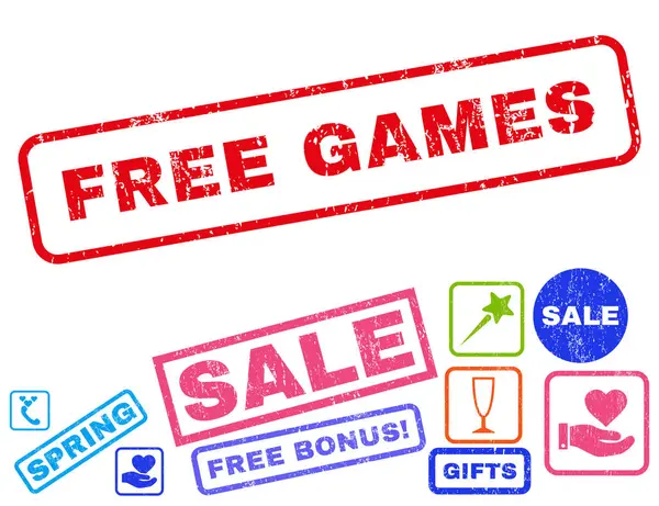 Gratis Games Rubberstempel met Bonus — Stockvector