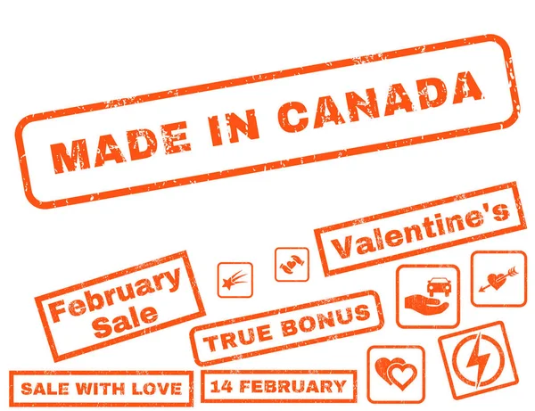 Made In Canada Rubber Stamp with Bonus — Stock Vector