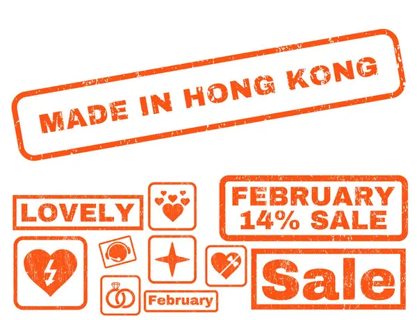 Hecho en Hong Kong sello de goma con bono — Vector de stock