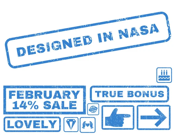 Designad i Nasa gummistämpel med Bonus — Stock vektor