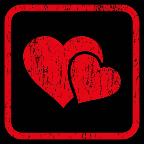 Kärlek hjärtan ikonen gummi vattenstämpel — Stock vektor