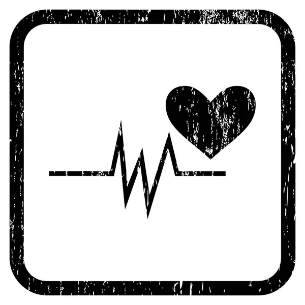 Heart Pulse Signal Icon Rubber Watermark — Stock Vector