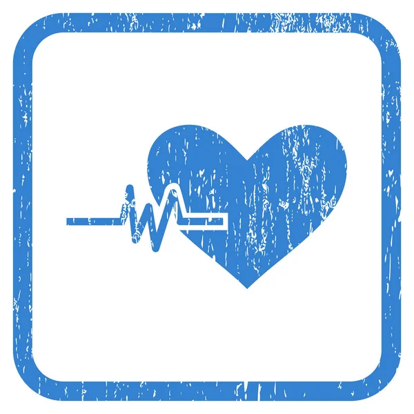 Icona di impulso cardiaco filigrana di gomma — Vettoriale Stock