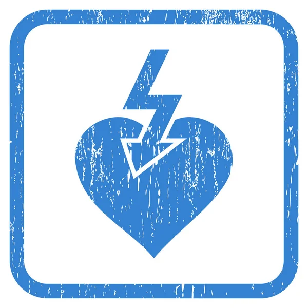 Heart Shock Strike Icon Rubber Watermark — Stock Vector