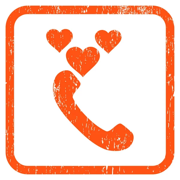 Love Phone Call Icon Rubber Watermark — Stock Vector