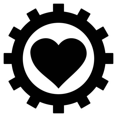 Aşk kalp seçenekleri dişli vektör simgesi