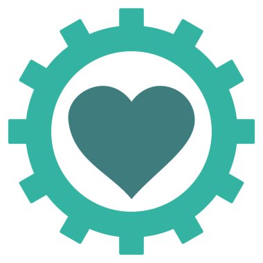 Aşk kalp seçenekleri dişli vektör simgesi