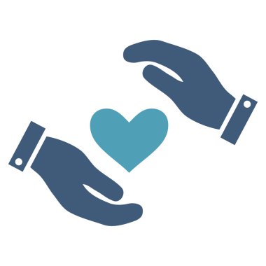 Aşk kalp bakım el vektör simgesi