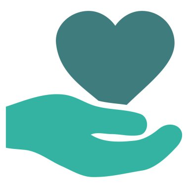 Aşk kalp teklif el vektör simgesi