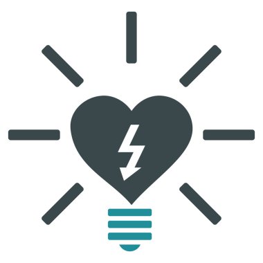 Kalp elektrikli ampul vektör simgesi