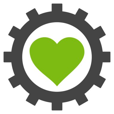 Aşk kalp seçenekleri dişli vektör simgesi