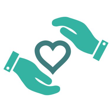Aşk kalp bakım el vektör simgesi