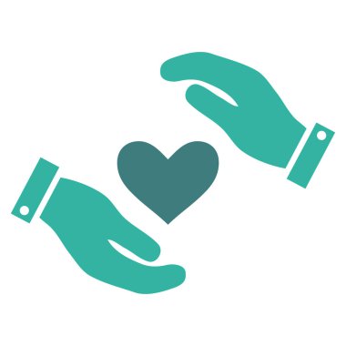Aşk kalp bakım el vektör simgesi