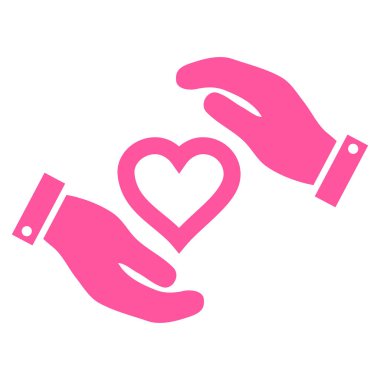 Aşk kalp bakım el vektör simgesi