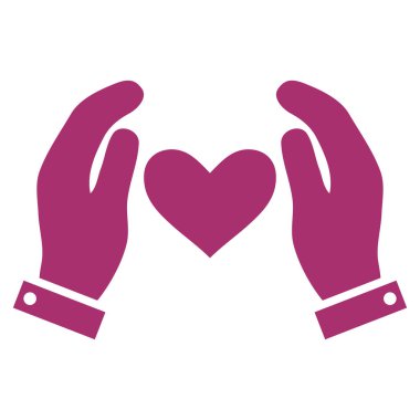 Aşk kalp bakım el vektör simgesi