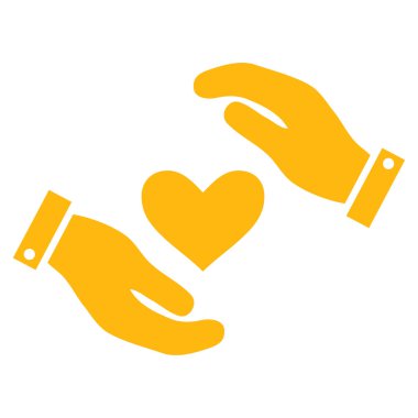 Aşk kalp bakım el vektör simgesi