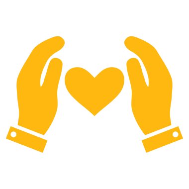 Aşk kalp bakım el vektör simgesi