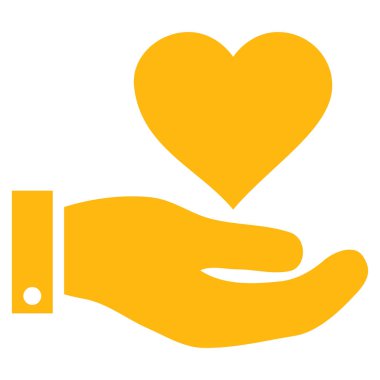 Aşk kalp teklif el vektör simgesi