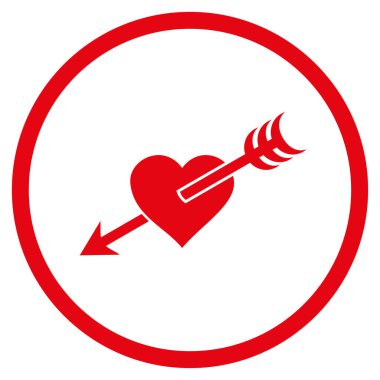 Ok kalp yuvarlak vektör simgesi