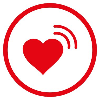 Kalp radyo sinyal yuvarlak vektör simgesi