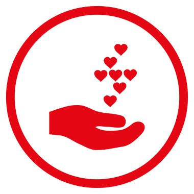 Sevgi kalpleri teklif el yuvarlak vektör simgesi