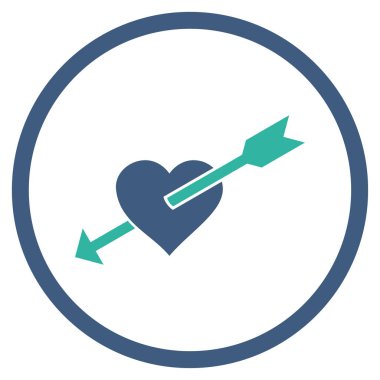 Kalp ok yuvarlak vektör simgesi