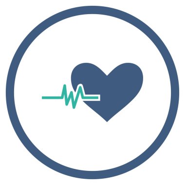 Kalp nabız yuvarlak vektör simgesi