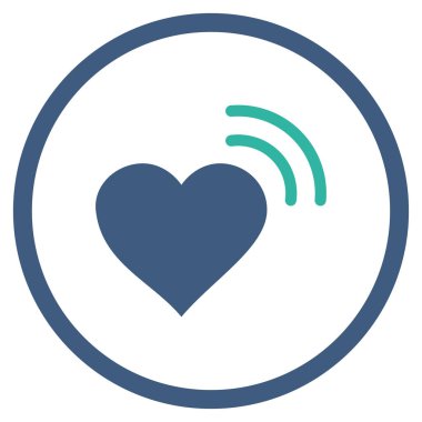 Kalp radyo sinyal yuvarlak vektör simgesi