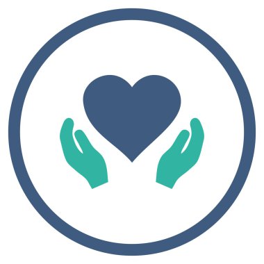 Aşk bakım el yuvarlak vektör simgesi