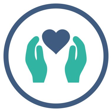 Aşk bakım el yuvarlak vektör simgesi