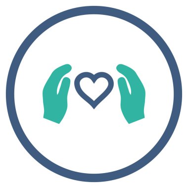 Aşk bakım el yuvarlak vektör simgesi