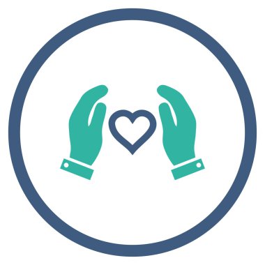 Aşk bakım el yuvarlak vektör simgesi