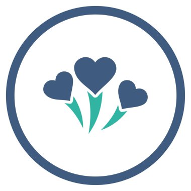 Aşk kalp havai fişek yuvarlak vektör simgesi