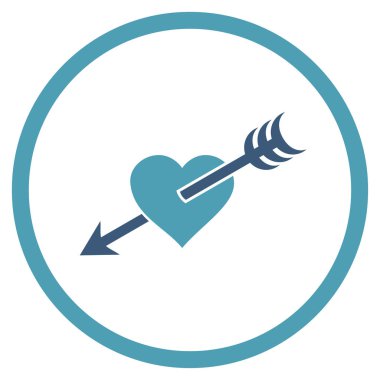 Ok kalp yuvarlak vektör simgesi