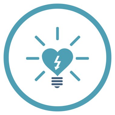 Kalp elektrikli ampul yuvarlak vektör simgesi
