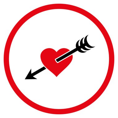 Ok kalp yuvarlak vektör simgesi