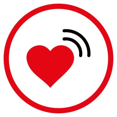 Kalp radyo sinyal yuvarlak vektör simgesi
