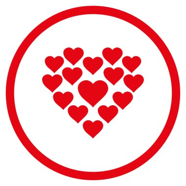 Aşk kalp şekli yuvarlak vektör simgesi