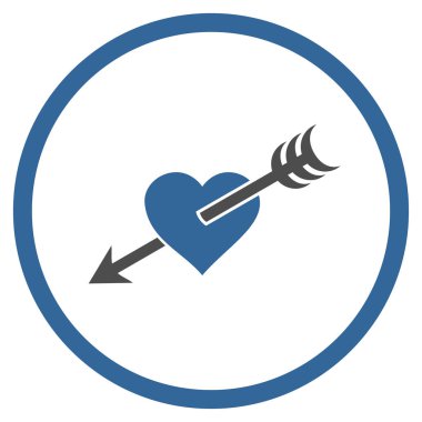 Ok kalp yuvarlak vektör simgesi