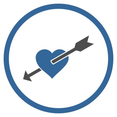 Kalp ok yuvarlak vektör simgesi