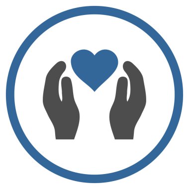 Aşk bakım el yuvarlak vektör simgesi