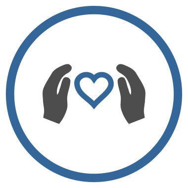 Aşk bakım el yuvarlak vektör simgesi