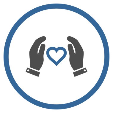 Aşk bakım el yuvarlak vektör simgesi