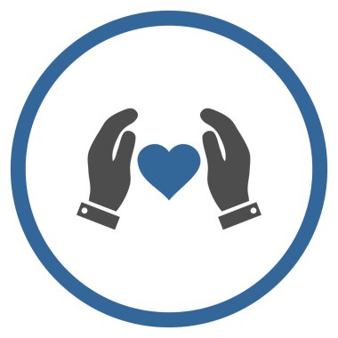 Aşk bakım el yuvarlak vektör simgesi