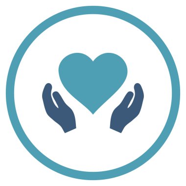 Aşk bakım el yuvarlak vektör simgesi