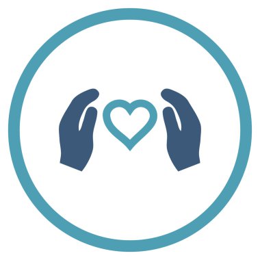 Aşk bakım el yuvarlak vektör simgesi