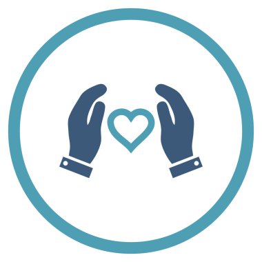 Aşk bakım el yuvarlak vektör simgesi