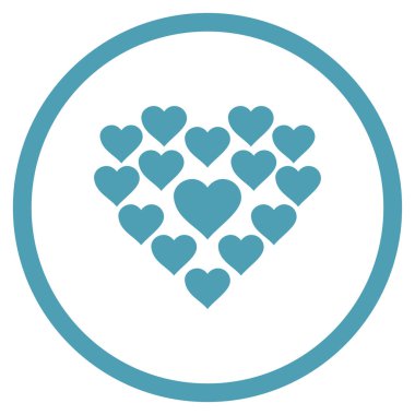 Aşk kalp şekli yuvarlak vektör simgesi